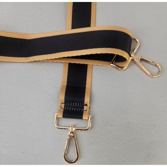 Unbranded Handbags - Guitar Style Purse Replacement Strap Black Gold Striped Adjustable Webbing